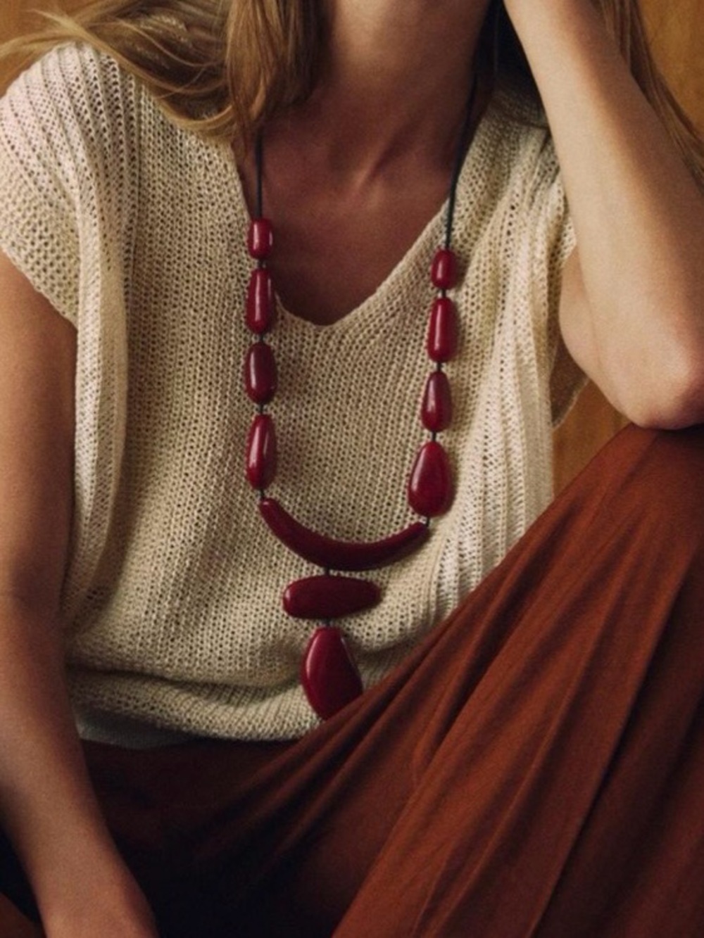 Zara Resin Ball Necklace in Red. Brand new!